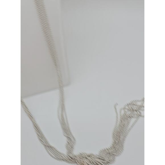Vintage Petite White & Brass Metal Ball Knotted Tassel Multi Chain 26" Necklace - Picture 5 of 16